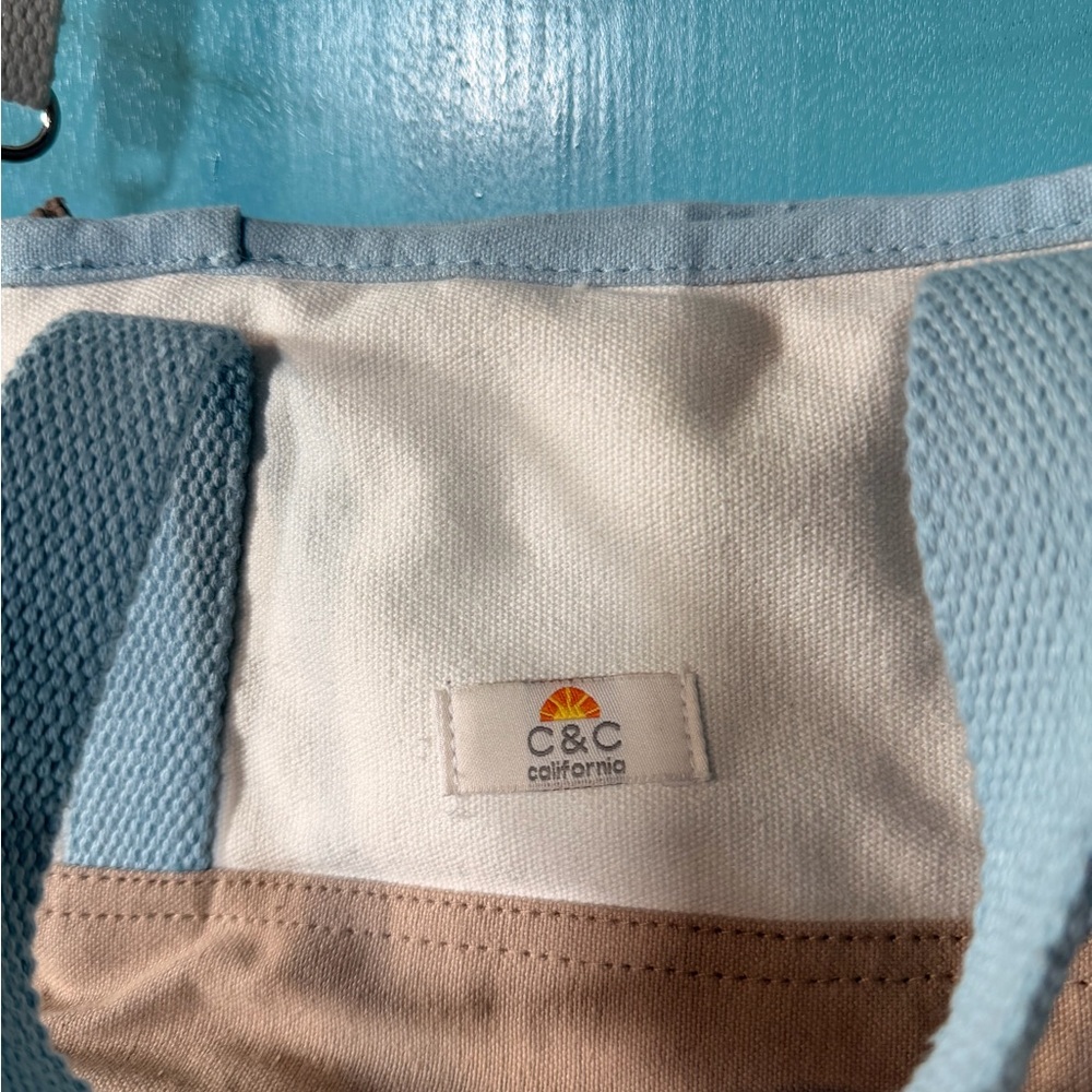 C&C California Sky Blue and Beige Canvas Tote